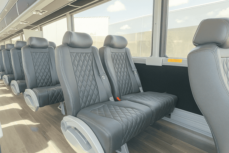 interior of South San Francisco Coach Bus Service charter bus